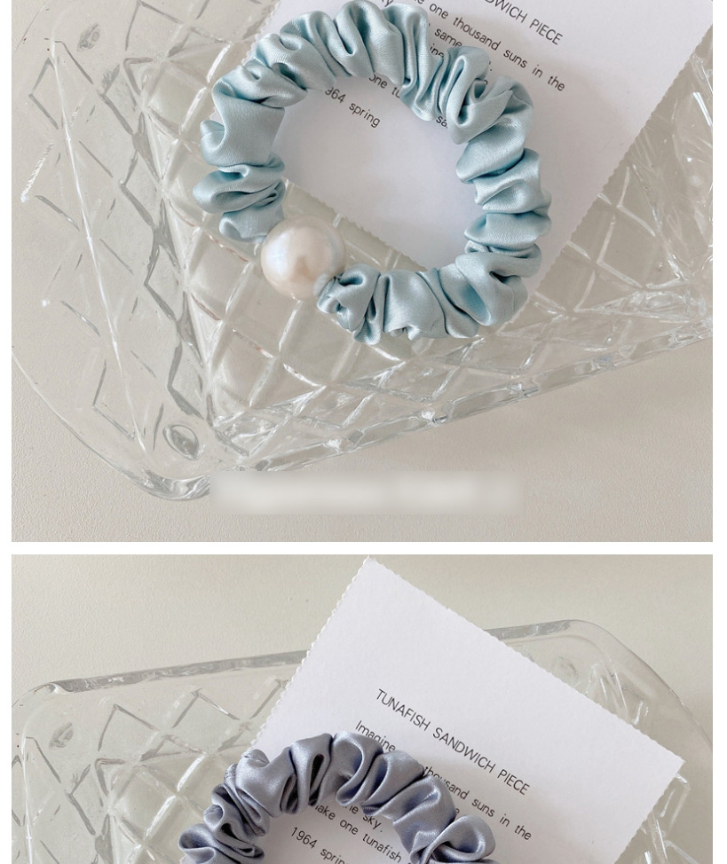 Fashion Blue Gray Pearl Satin Hair Rope,Hair Ring