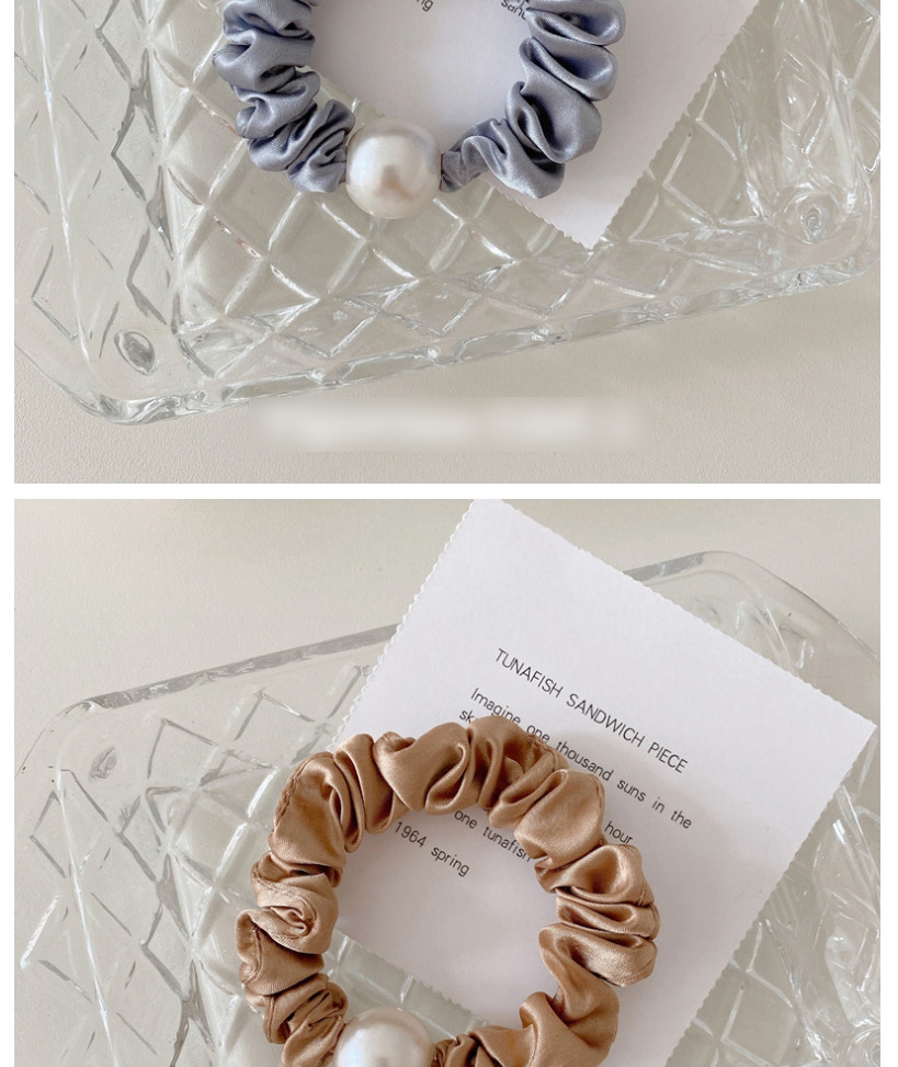Fashion Khaki Pearl Satin Hair Rope,Hair Ring