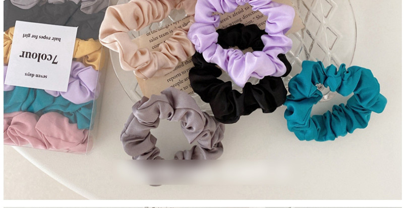 Fashion Basic Color-7 Pack 7-pack Solid Color Satin Hair Tie Set,Hair Ring