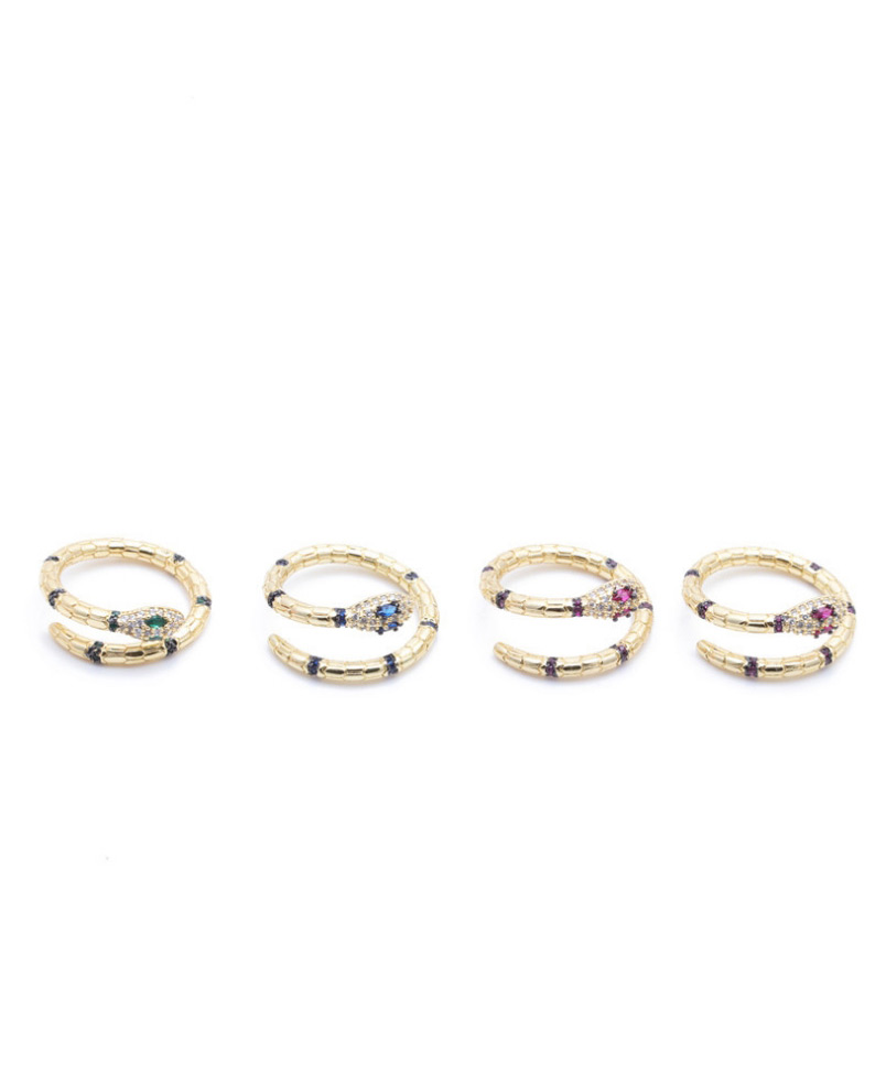 Fashion Color Mixing Micro-set Zircon Serpentine Open Ring,Fashion Rings