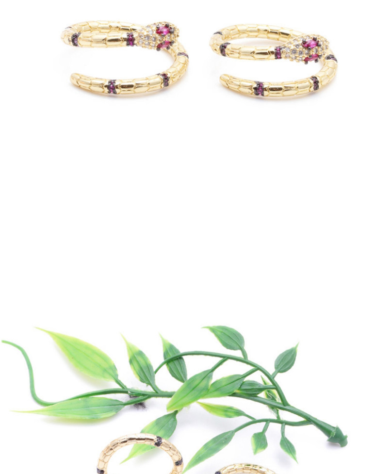 Fashion Green Micro-set Zircon Serpentine Open Ring,Fashion Rings