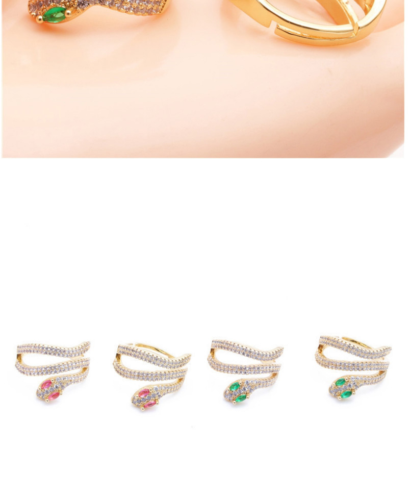 Fashion Green Micro-set Zircon Serpentine Open Ring,Fashion Rings