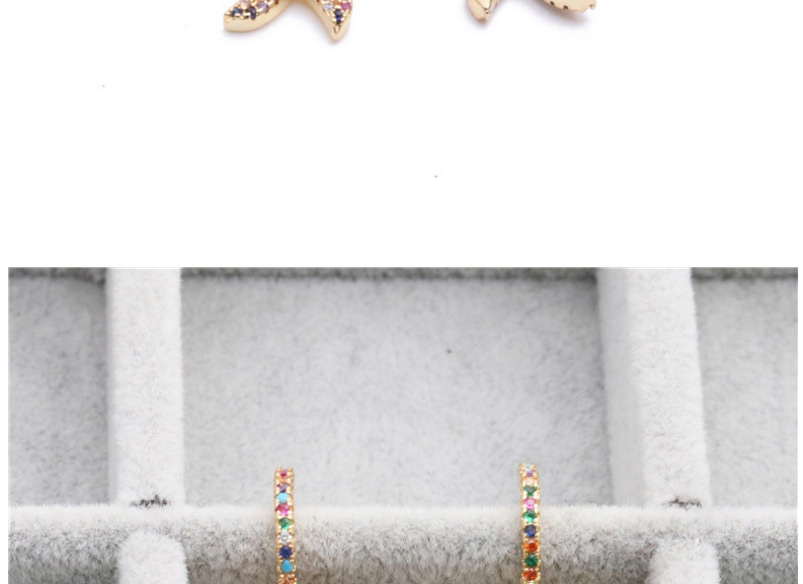 Fashion Starfish Small Micro-set Zircon Starfish Earrings,Hoop Earrings