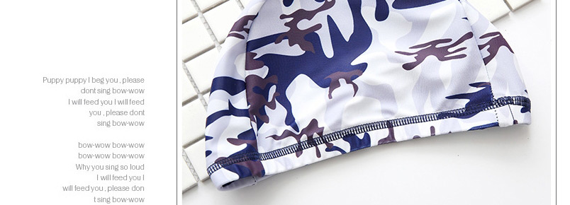 Fashion Navy Blue Camouflage (three-piece Set) Alphabet Printing Contrast Childrens Swimwear Swimming Trunks Swimming Cap,Kids Swimwear