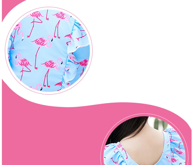 Fashion Pink Flamingo Flamingo Print Ruffled One-piece Swimsuit,Kids Swimwear