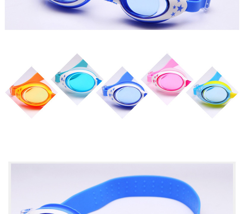 Fashion Blue Hd Anti-fog Five-pointed Star Printed Childrens Swimming Goggles,Others