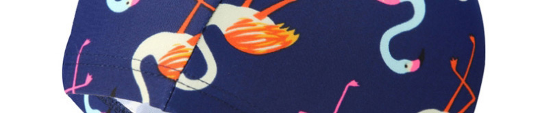 Fashion Flamingo Blue Hat Striped Contrast Color Stitching Flamingo Scallop Print Children Swimming Cap,Others