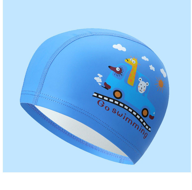 Fashion Blue Lion Childrens Swimming Cap With Car Dolphin Animal Print,Others
