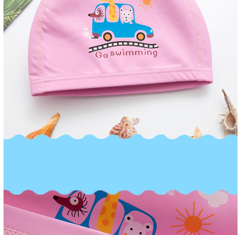 Fashion Pink Car Childrens Swimming Cap With Car Dolphin Animal Print,Others