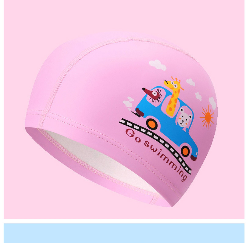 Fashion Pink Car Childrens Swimming Cap With Car Dolphin Animal Print,Others
