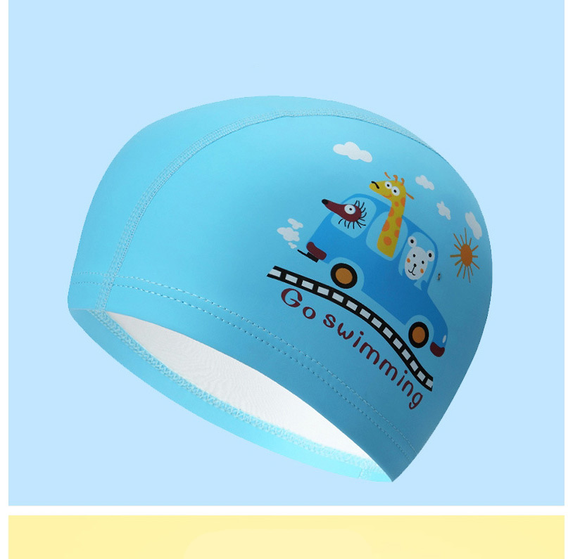 Fashion Blue Octopus Childrens Swimming Cap With Car Dolphin Animal Print,Others