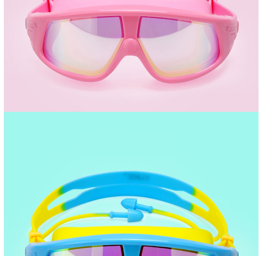 Fashion Electroplating Pink (block Bright Light) Electroplated Large Frame Waterproof And Anti-fog Gradient Childrens Swimming Goggles,Beach accessories
