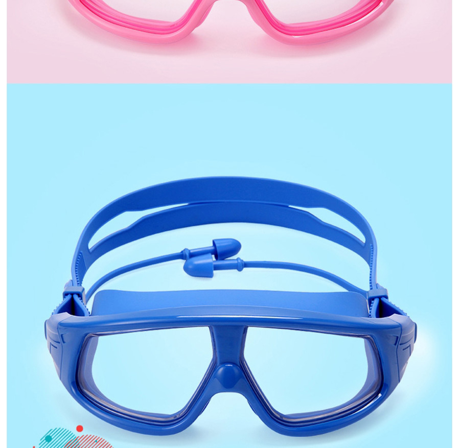 Fashion Electroplated Lake Blue (blocking Strong Light) Electroplated Large Frame Waterproof And Anti-fog Gradient Childrens Swimming Goggles,Beach accessories