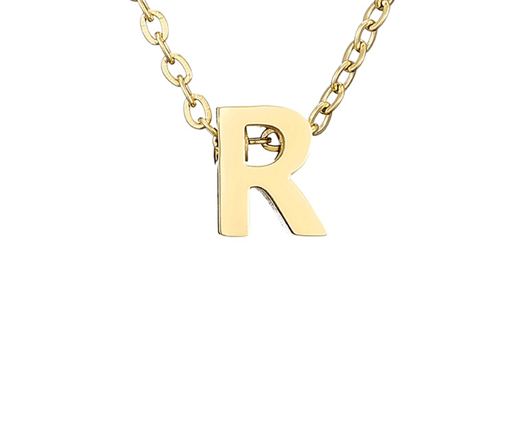 Fashion F-14k Gold Letter Hollow Titanium Steel Gold Plated Necklace,Pendants