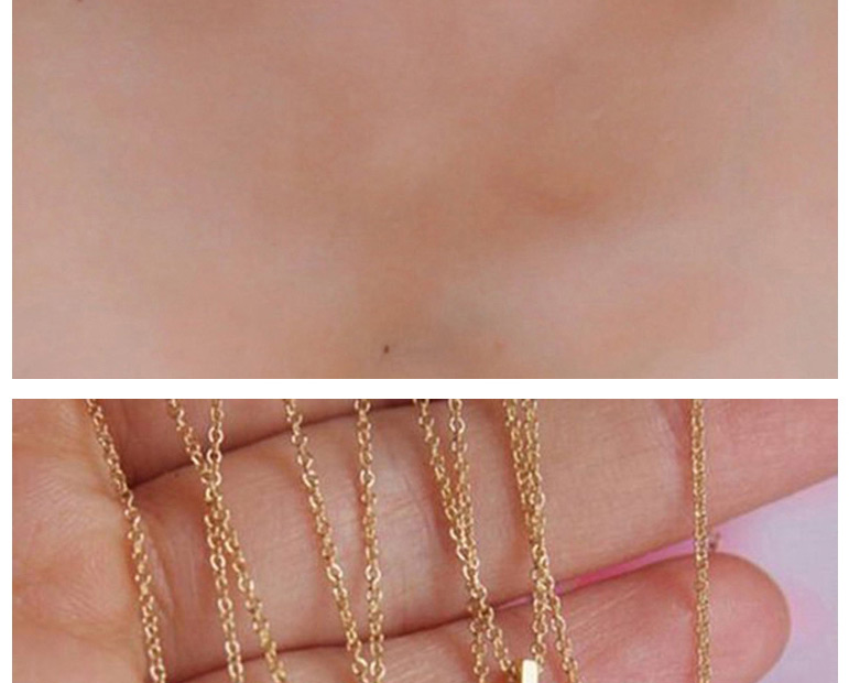 Fashion M-14k Gold Letter Hollow Titanium Steel Gold Plated Necklace,Pendants