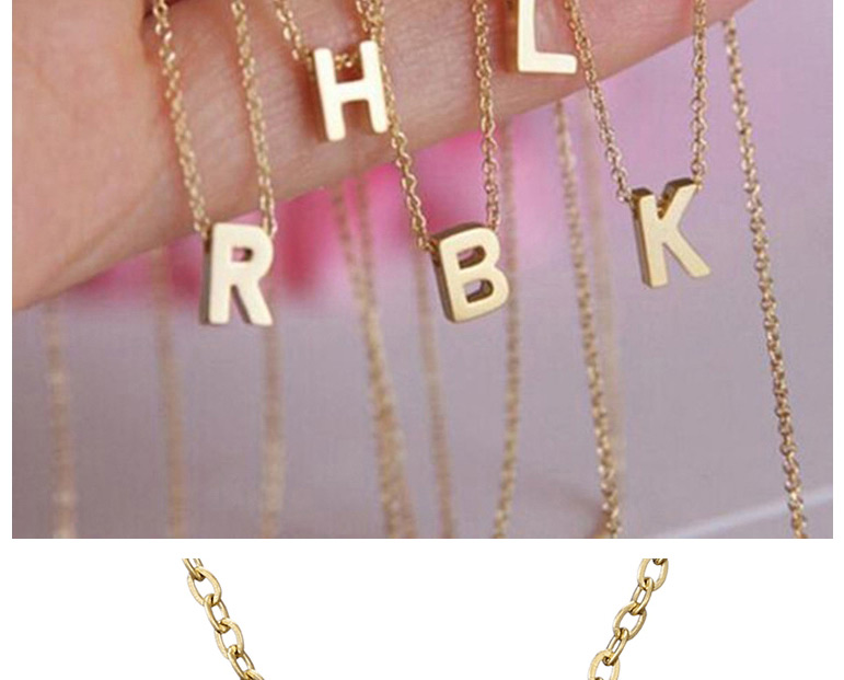 Fashion U-14k Gold Letter Hollow Titanium Steel Gold Plated Necklace,Pendants