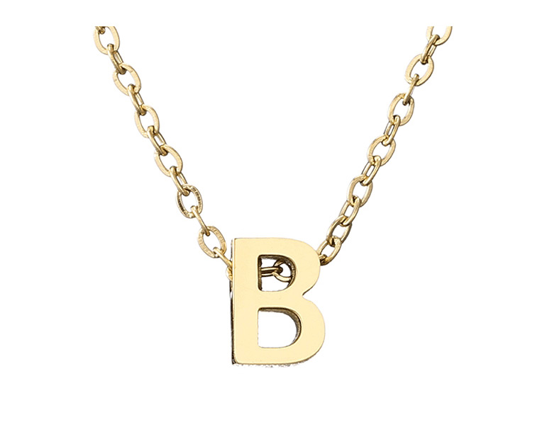 Fashion A-14k Gold Letter Hollow Titanium Steel Gold Plated Necklace,Pendants