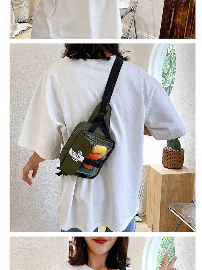Fashion Armygreen Nylon Transparent Letter Printed Shoulder Crossbody Bag,Shoulder bags