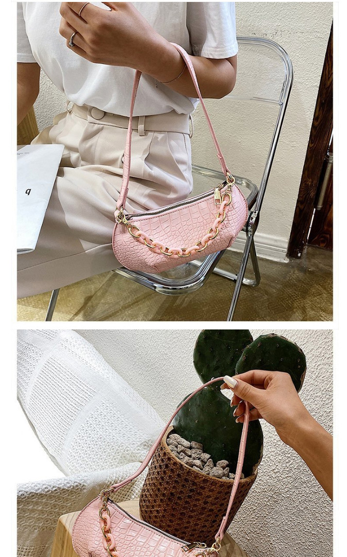 Fashion Pink Crocodile Chain Shoulder Bag,Shoulder bags