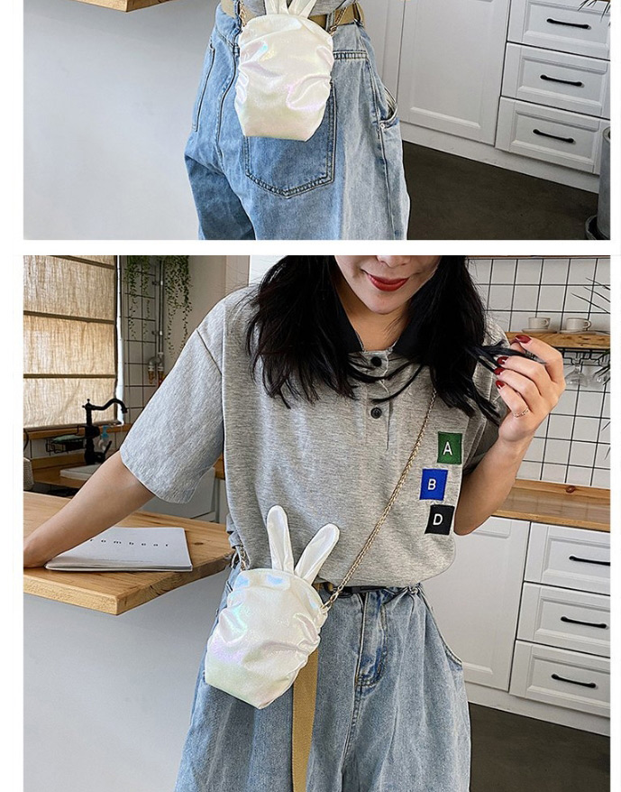 Fashion White Laser Rabbit Ear Chain One Shoulder Cross Bag,Shoulder bags