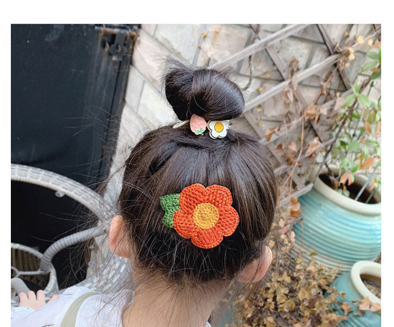Fashion Knitting Powder Daisy【8 Pieces】 Knitted Flower Fruit Animal Hit Color Bangs Velcro Suit,Kids Accessories