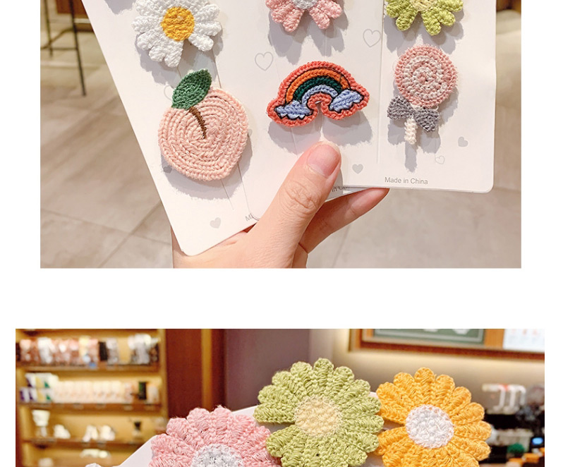 Fashion Sequined Pineapple [pack Of 6] Knitted Flower Fruit Animal Hit Color Bangs Velcro Suit,Kids Accessories