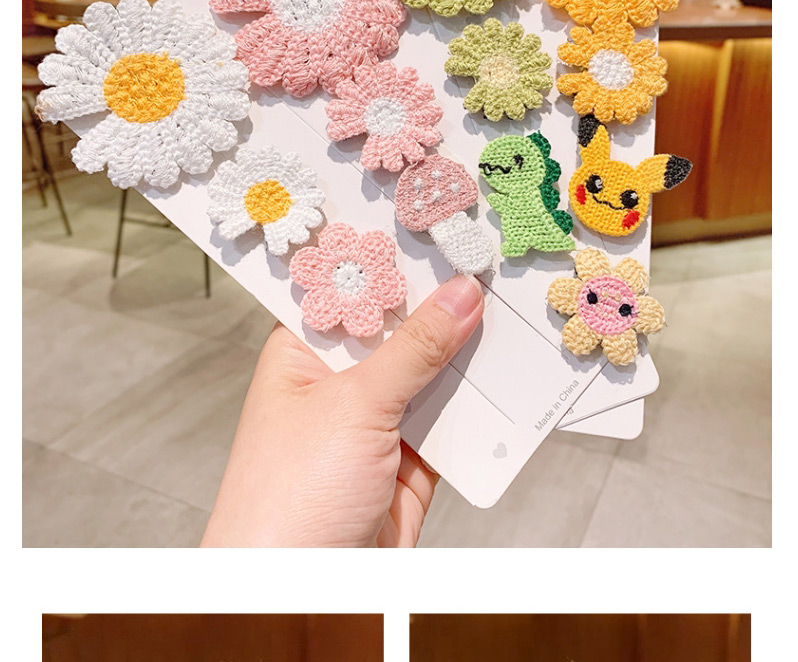 Fashion Sunflower Daisy Type A [9 Packs] Knitted Flower Fruit Animal Hit Color Bangs Velcro Suit,Kids Accessories