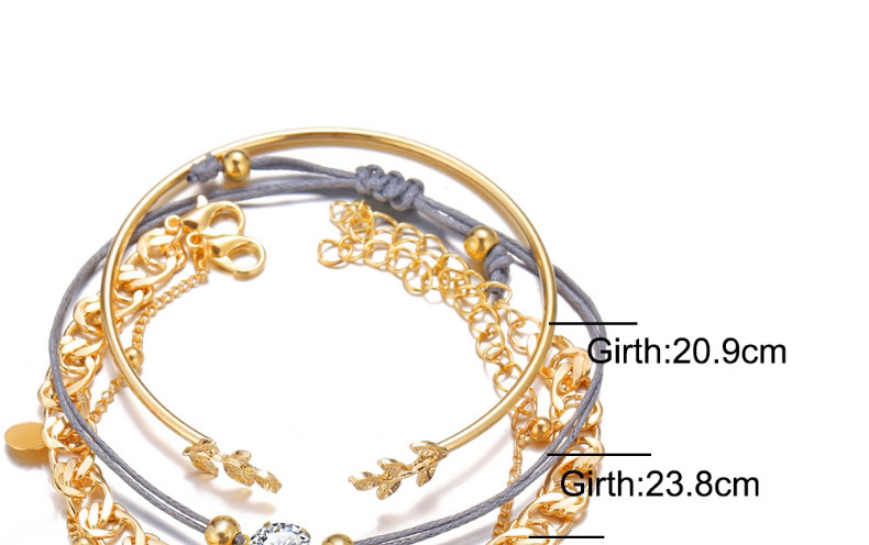 Fashion Golden Diamond Leaf Moon Thick Chain Alloy Bracelet Set,Bracelets Set