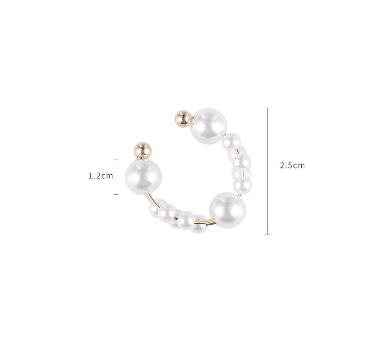 Fashion Silver (single) Pearl Beaded Geometric Alloy Ear Bone Clip,Clip & Cuff Earrings