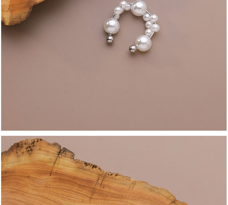 Fashion Silver (single) Pearl Beaded Geometric Alloy Ear Bone Clip,Clip & Cuff Earrings