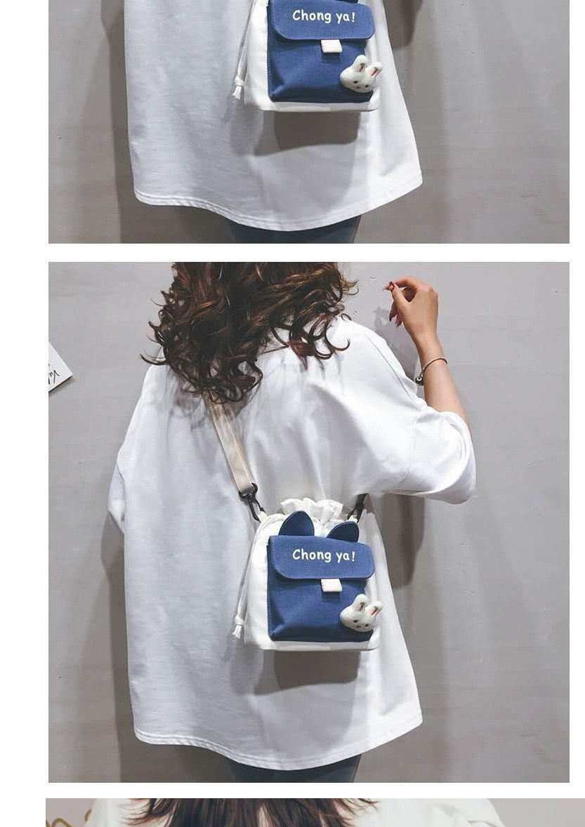 Fashion Yellow Canvas Print Stitching Drawstring Shoulder Messenger Bag,Shoulder bags