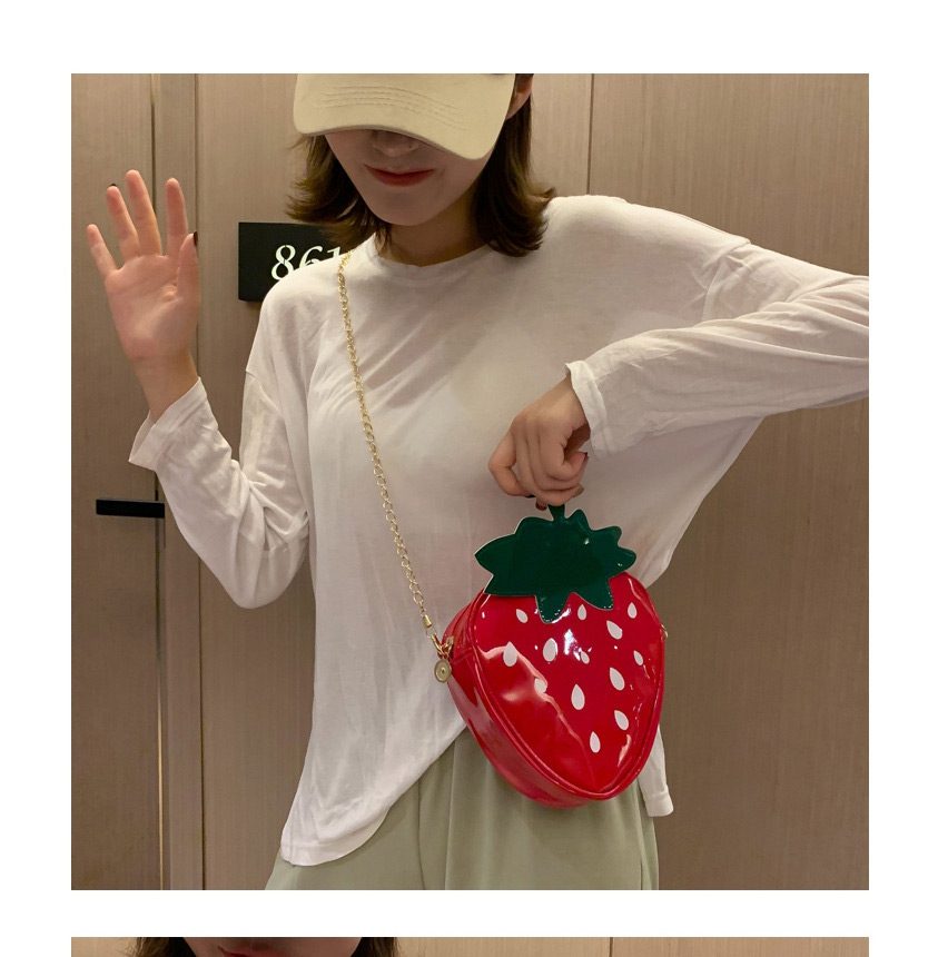 Fashion Strawberry Red Pineapple Strawberry Contrast Chain One Shoulder Crossbody Bag,Shoulder bags