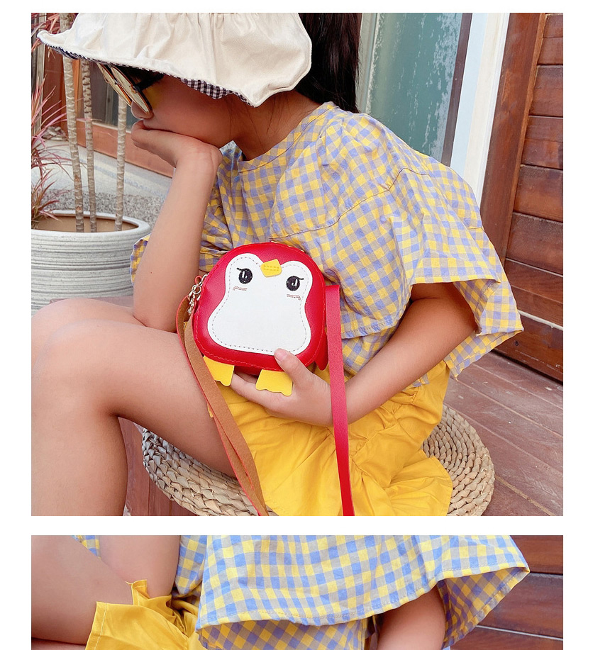 Fashion Pink Penguin Stitching Childrens Crossbody Shoulder Bag,Messenger bags