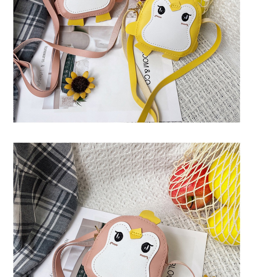Fashion Pink Penguin Stitching Childrens Crossbody Shoulder Bag,Messenger bags