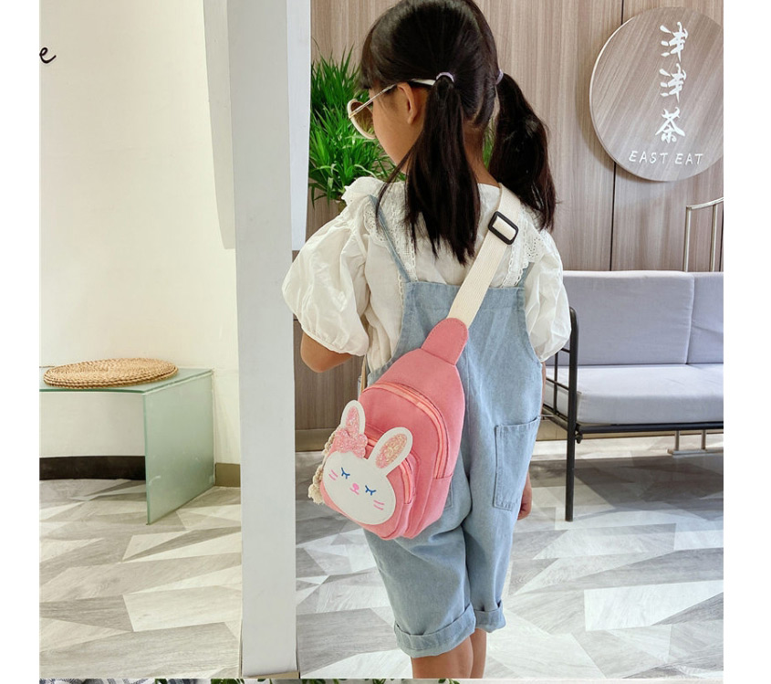 Fashion Pink Bunny Print Canvas Childrens Diagonal Shoulder Bag,Messenger bags
