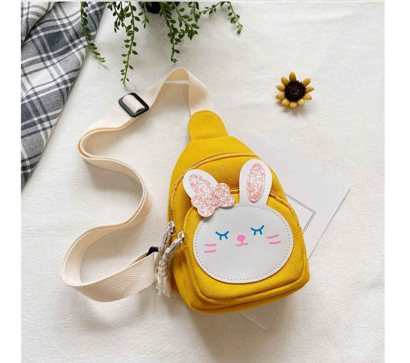 Fashion Green Bunny Print Canvas Childrens Diagonal Shoulder Bag,Messenger bags