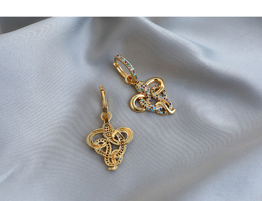Fashion White Copper Inlaid Zircon Serpentine Earrings,Earrings