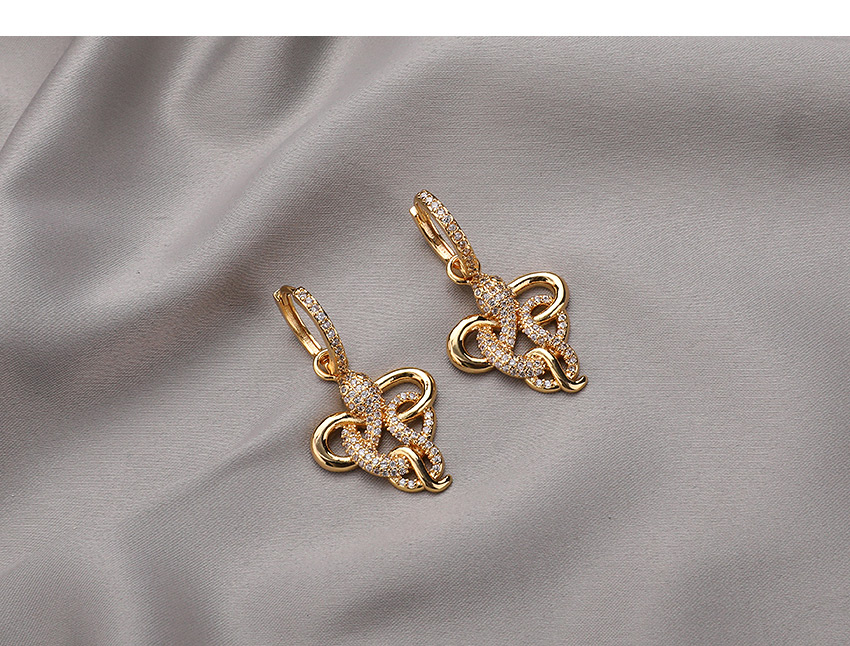 Fashion White Copper Inlaid Zircon Serpentine Earrings,Earrings