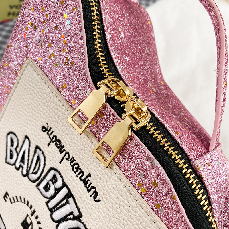 Fashion Golden Laser Sequins Embroidered Letters Oil Can Chain One-shoulder Messenger Bag,Shoulder bags