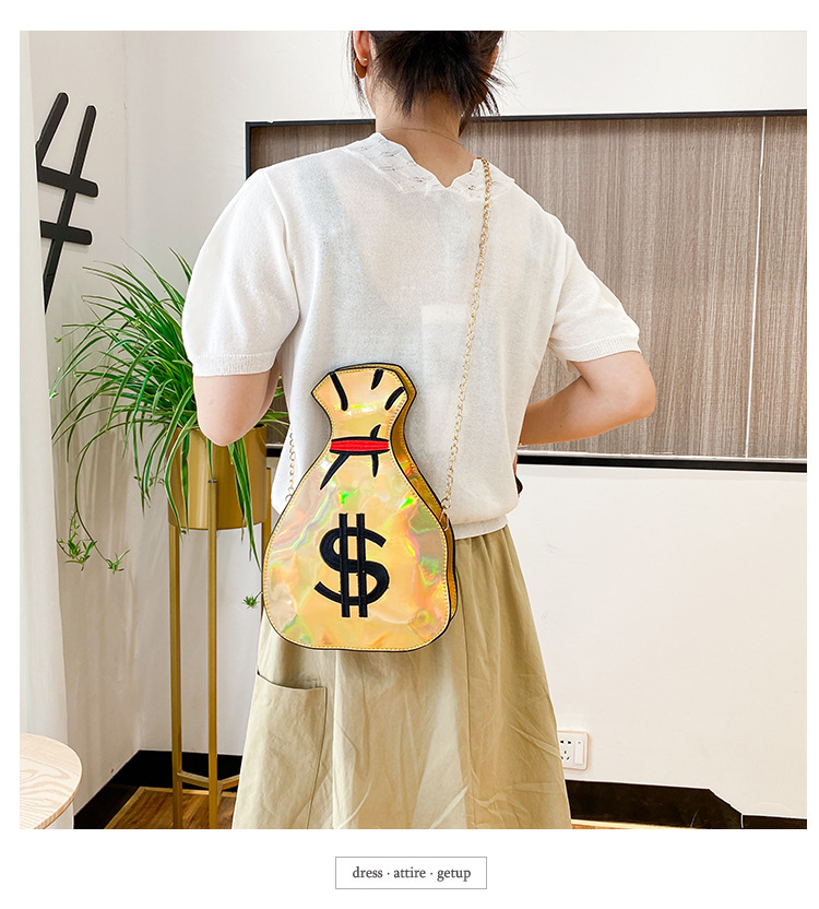 Fashion Large Rose Red Embroidered Dollar Purse Reflective Laser Chain Shoulder Messenger Bag,Shoulder bags