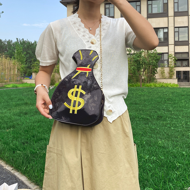 Fashion Large Silver Embroidered Dollar Purse Reflective Laser Chain Shoulder Messenger Bag,Shoulder bags