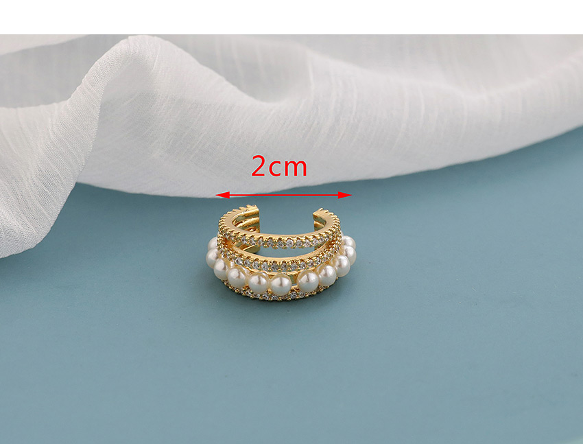 Fashion Golden Copper Inlaid Zircon Pearl Ring Ear Bone Clip Pearl,Earrings