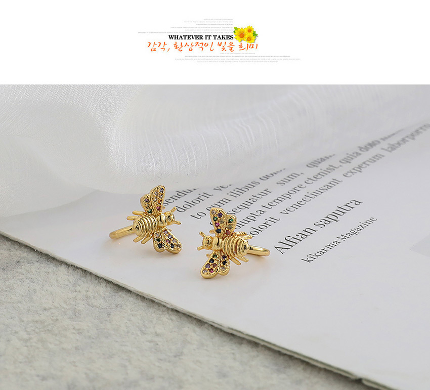 Fashion Golden Copper Inlaid Zircon Bee Ear Bone Clip,Earrings
