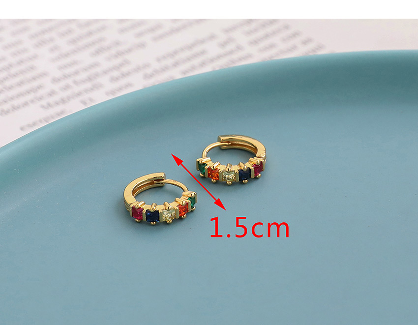 Fashion Golden Copper Inlaid Zircon Color Earrings,Earrings