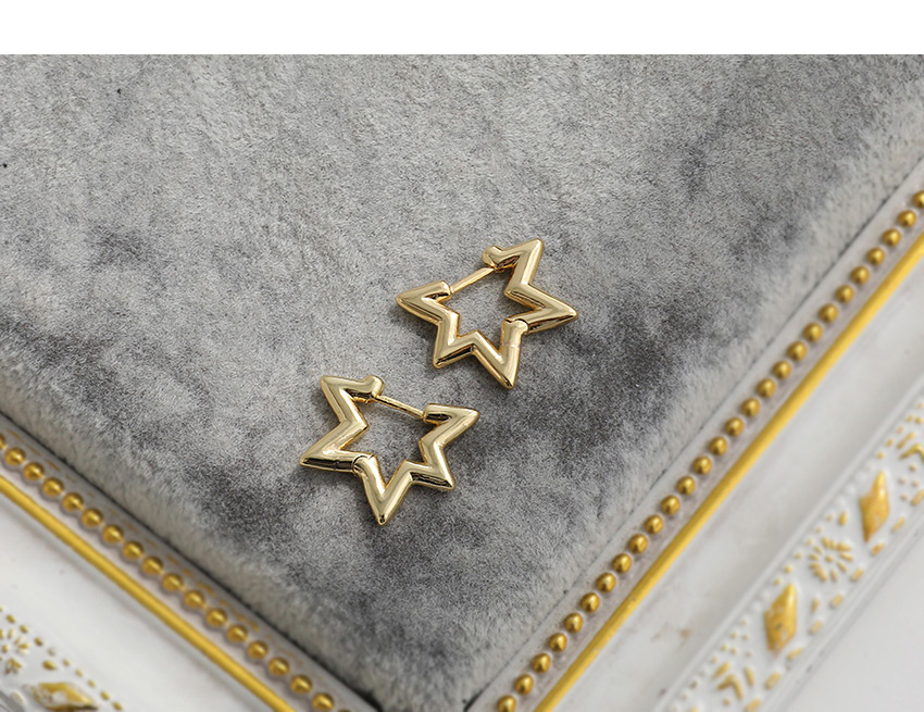 Fashion Golden Copper Five-pointed Star Earrings,Earrings