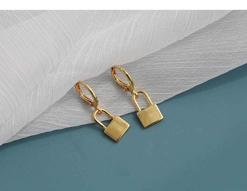 Fashion Golden Brass Lock Earrings,Earrings