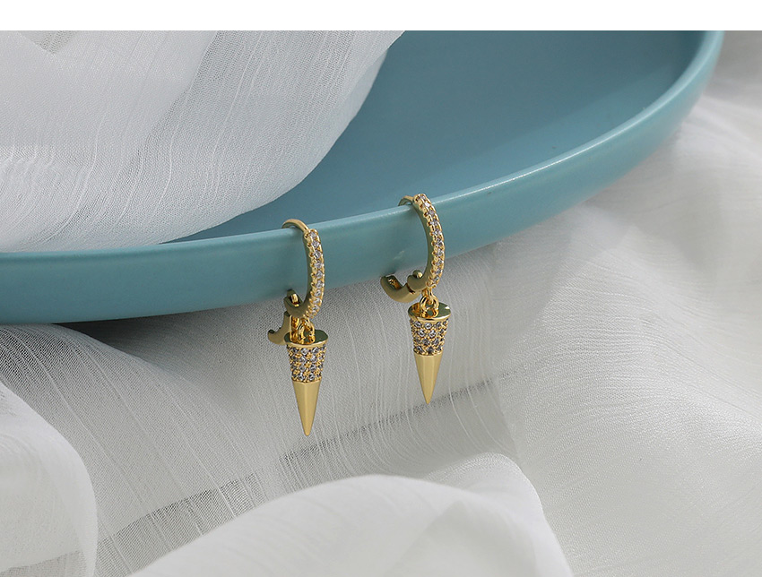 Fashion Golden Copper Inlaid Zircon Rivet Earrings,Earrings
