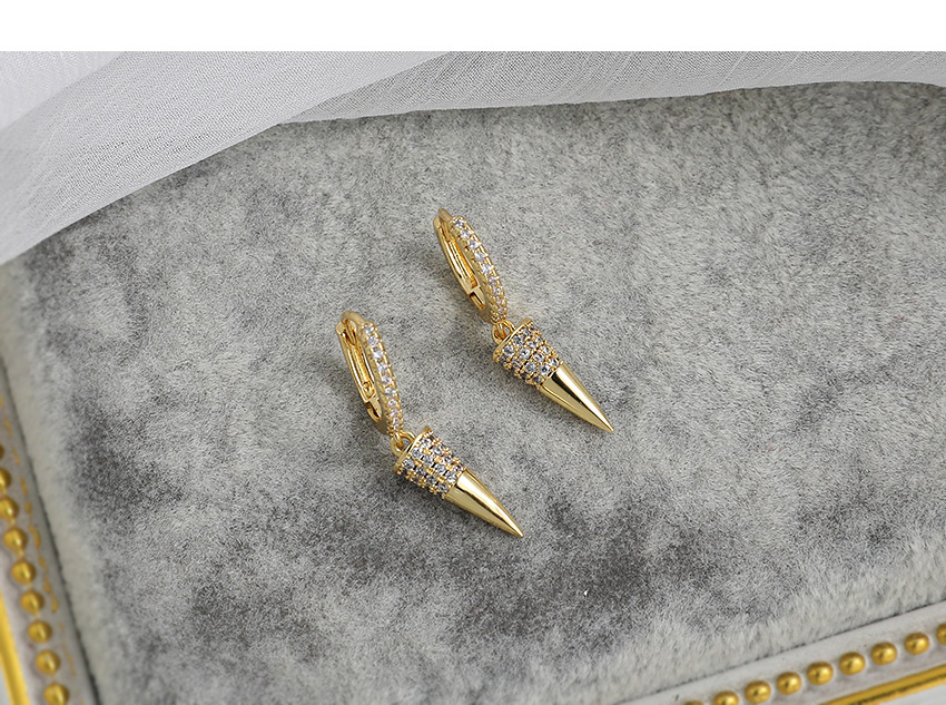 Fashion Golden Copper Inlaid Zircon Rivet Earrings,Earrings