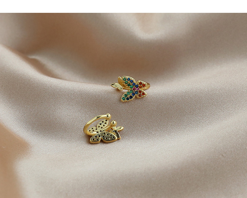 Fashion Golden Copper Inlaid Zircon Butterfly Ear Clip,Earrings