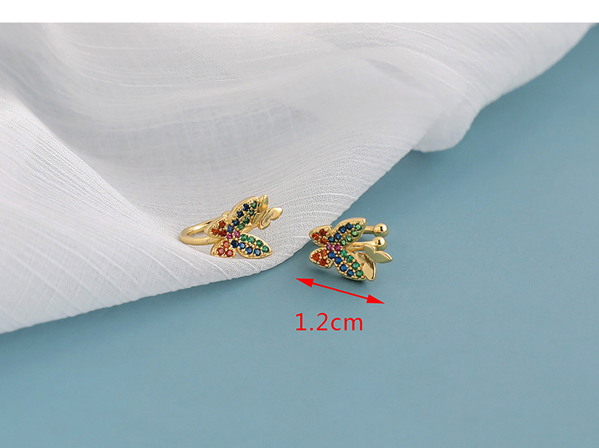 Fashion Golden Copper Inlaid Zircon Butterfly Ear Clip,Earrings